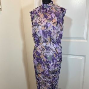 Chico's Ruched Floral Sleeveless Dress